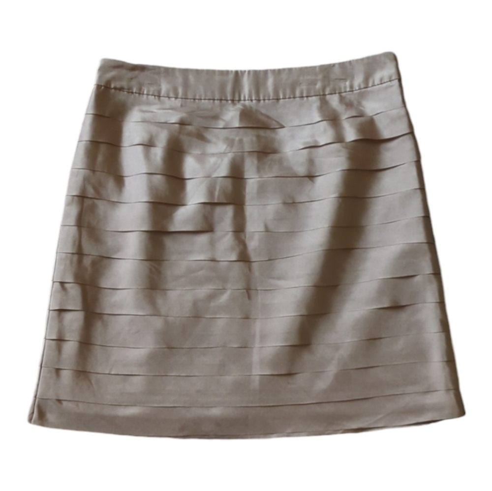 Ann Taylor Loft Womens Skirt Size 4P Pink Mauve Silk Short A-line Lined Tiered